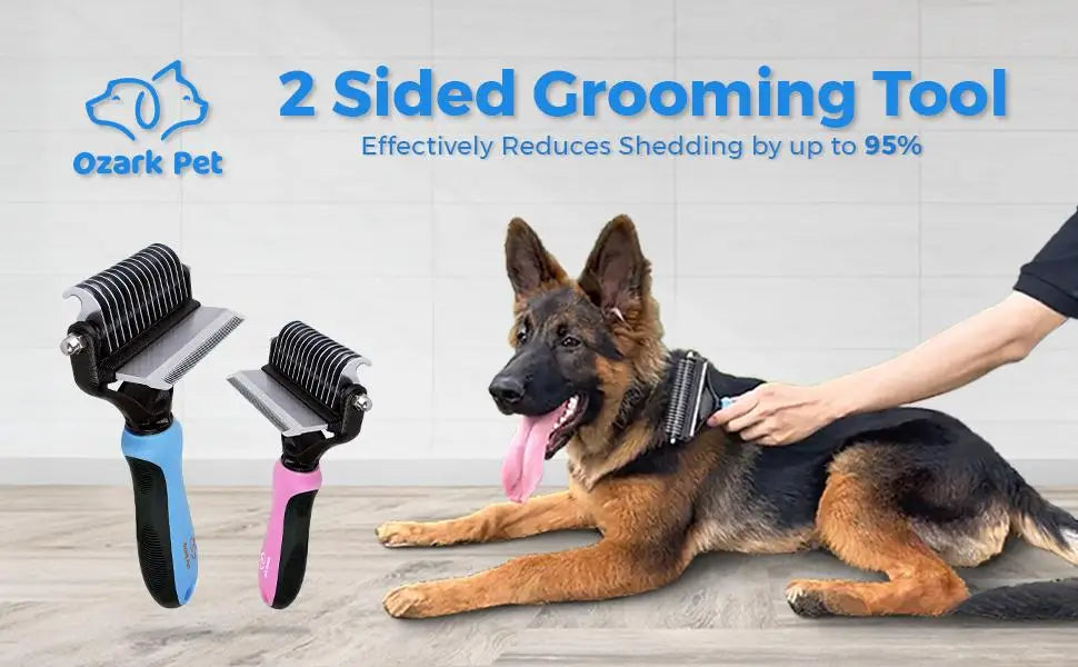 2-in-1 Pet Grooming & Shedding Tool – Detangler & Hair Removal Comb for Cats & Dogs | Open Knot & Loose Fur Cleaner
