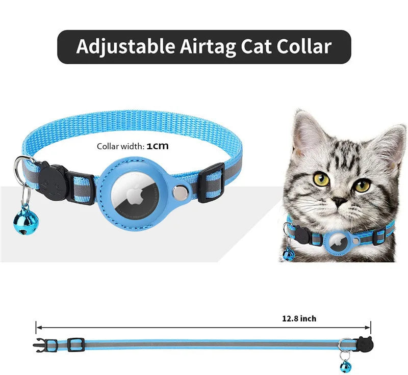 Airtag Reflective GPS Pet Collar with Bell – Real-Time Tracker