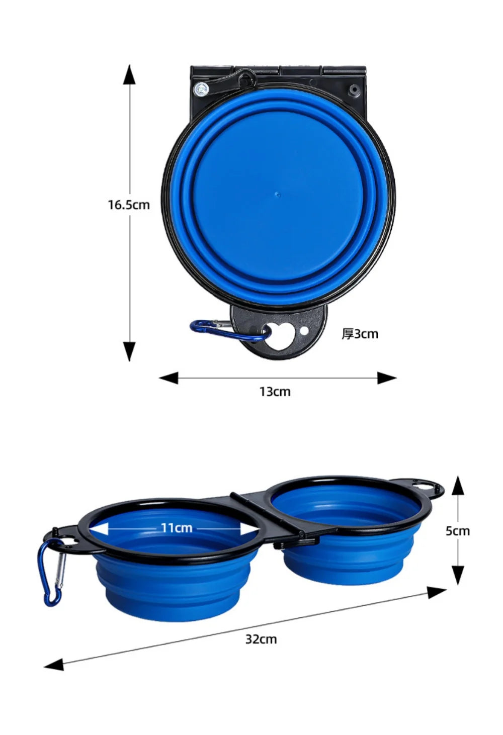 2-in-1 Foldable Double Dog & Cat Feeding Bowl – Portable TPE