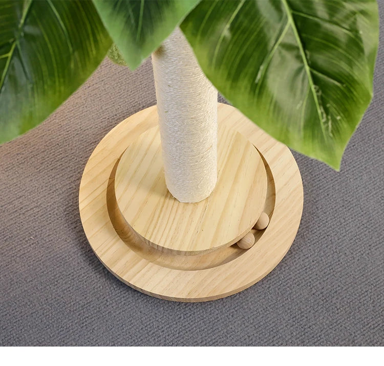 Cat Scratching Post NZ | Natural Sisal Rope Post with Hanging Balls & Wooden Track Toy – PawNest