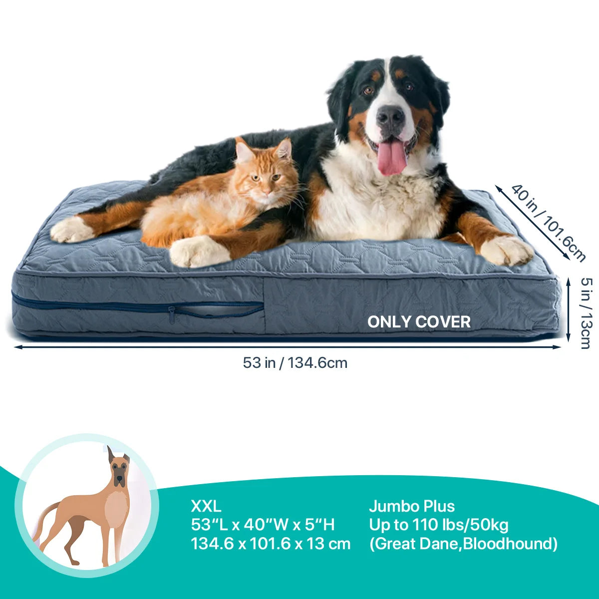 Orthopedic Dog Bed Cover – Washable Large Dog Crate Mat
