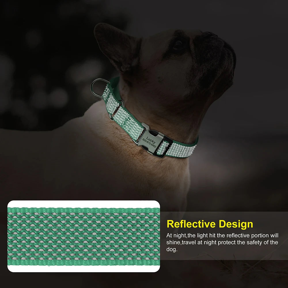 Custom Reflective Martingale Dog Collar – Adjustable Nylon