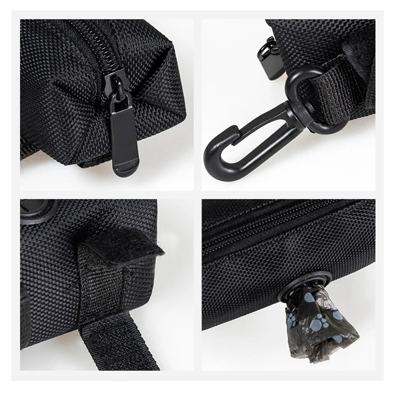Adjustable Pet Dog Poop Bag Holder with Leash Attachment – Mini Travel Waste Bag Dispenser & Cleaning Tool