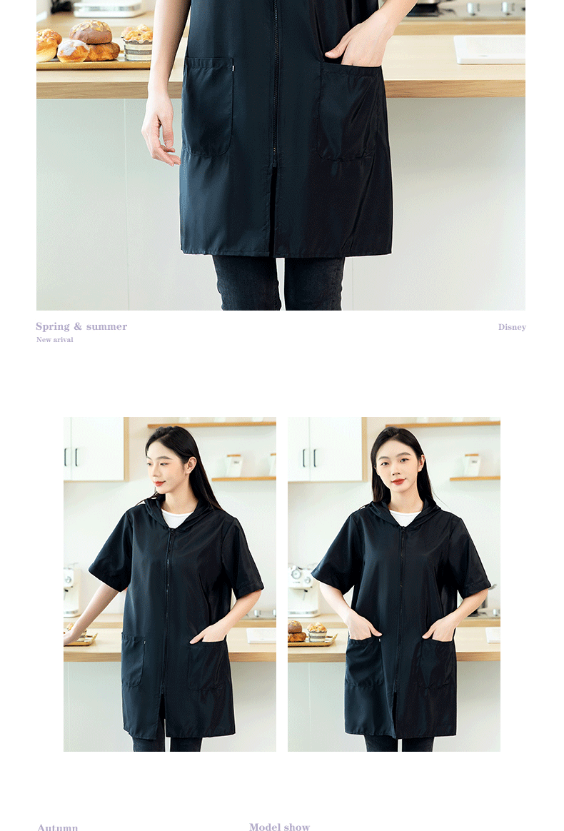 Waterproof Pet Groomer Work Clothes – Black Short Sleeve Dog Grooming Uniform | Grooming Gown Apron for Salon & Barber Shop – Y1111