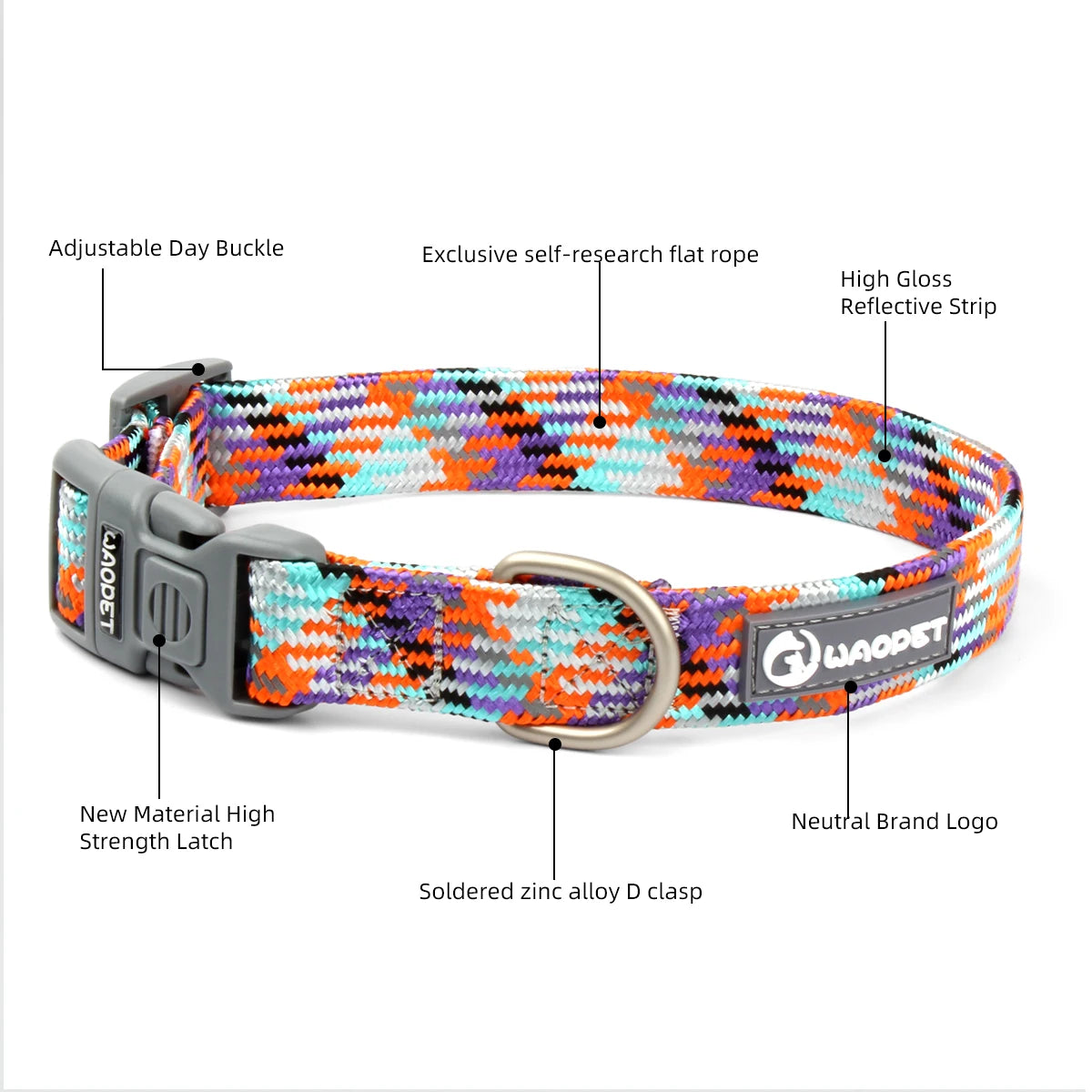 Reflective Adjustable Dog Collar – Anti-Lost Military Design