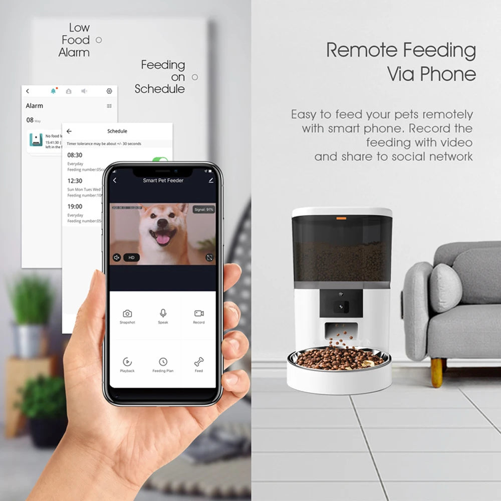 Smart Pet Feeder 4L with Camera NZ | App-Controlled Auto Dog & Cat Dispenser – PawNest