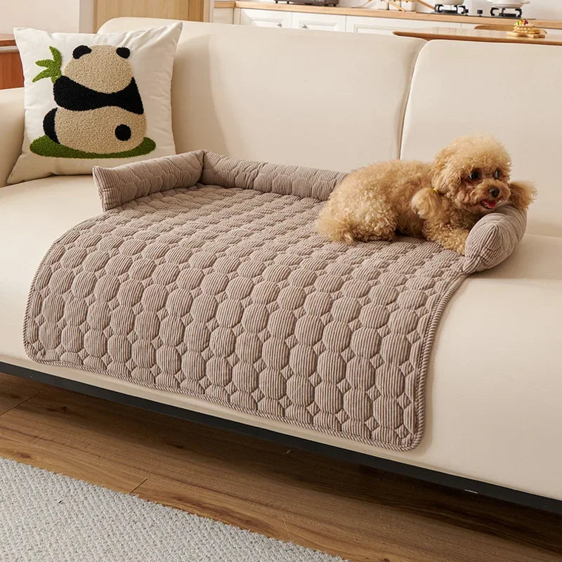 Square Winter Soft Pet Bed NZ | Warm Plush Dog & Cat Sofa with Neck Pillow – PawNest