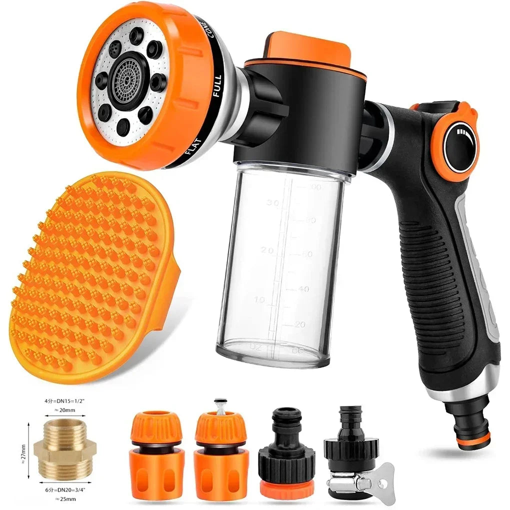 Adjustable Dog Shower Sprayer – High-Pressure Foam Nozzle Gun