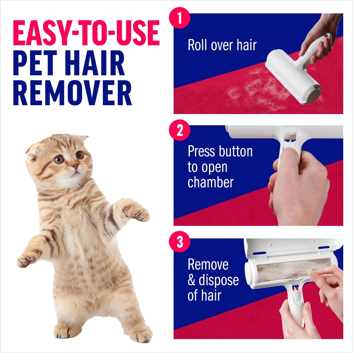 Self-Cleaning Pet Grooming Brush – Easy-to-Clean Reusable Pet Hair Remover & Lint Roller for Dogs & Cats