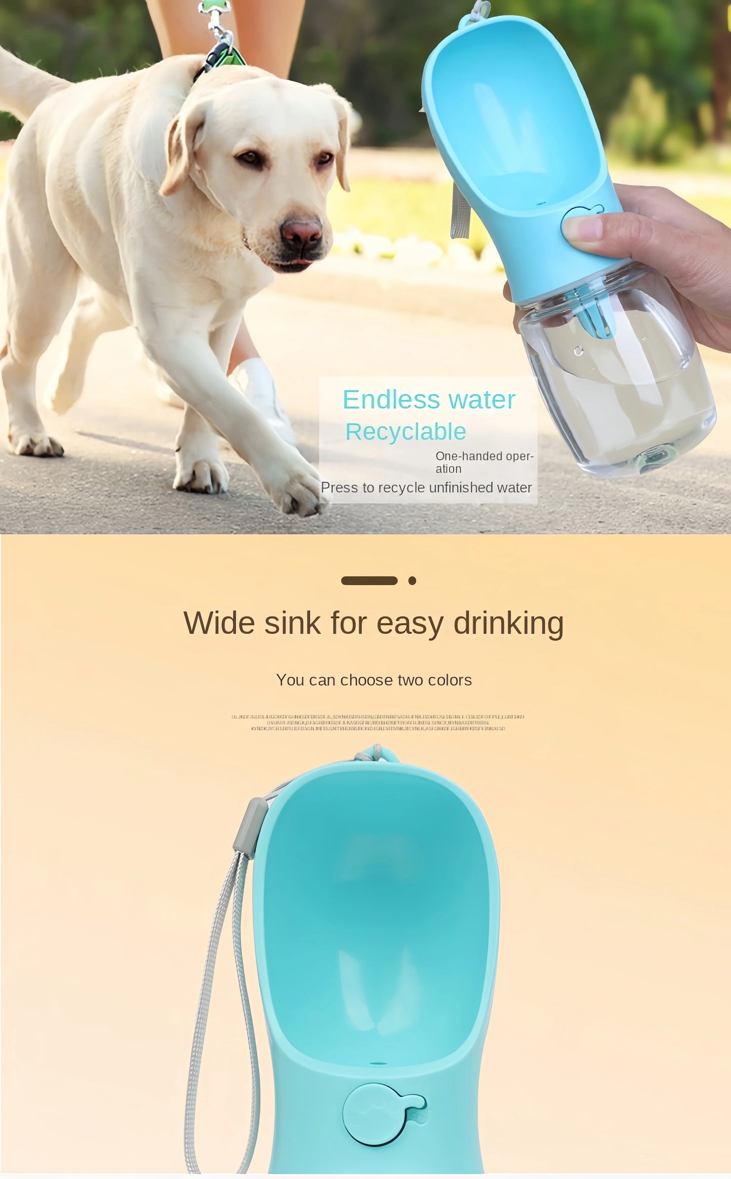 Portable Dog Water Bottle with Food Storage – Travel Feeder Bowl