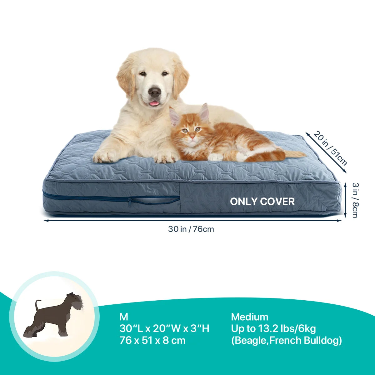 Orthopedic Dog Bed Cover – Washable Large Dog Crate Mat