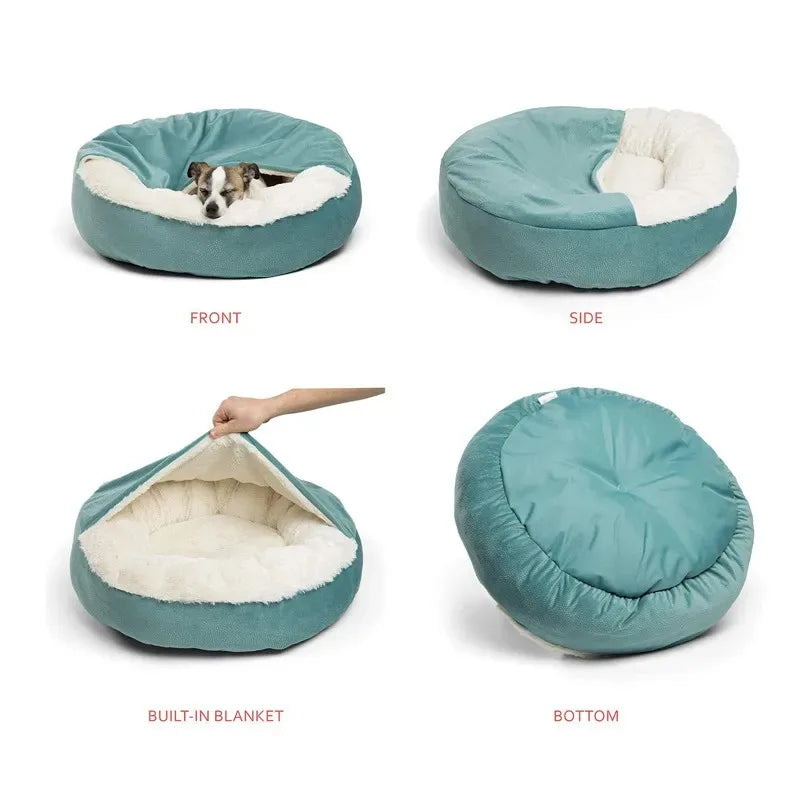 Orthopedic Dog Bed with Hooded Blanket – Waterproof & Warm