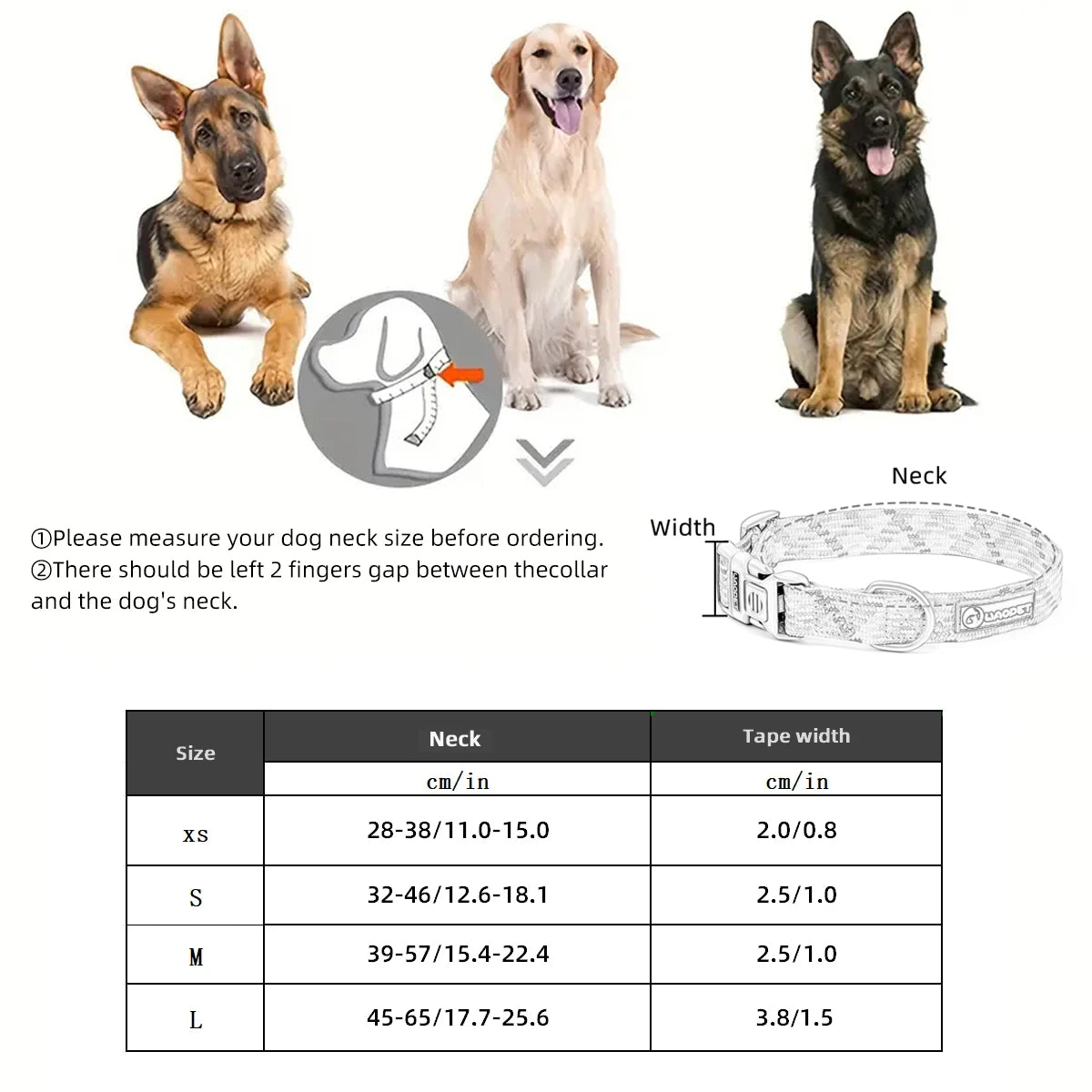 Reflective Adjustable Dog Collar – Anti-Lost Military Design