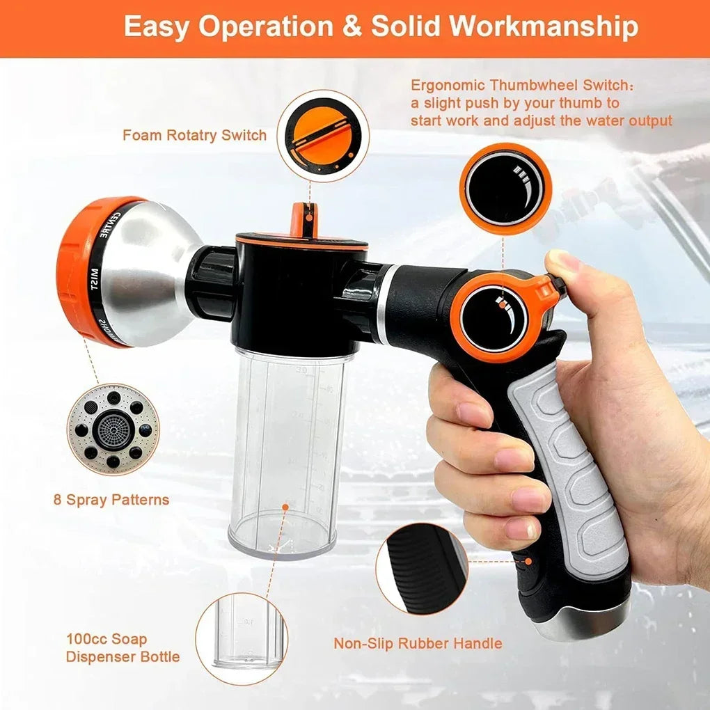 Adjustable Dog Shower Sprayer – High-Pressure Foam Nozzle Gun
