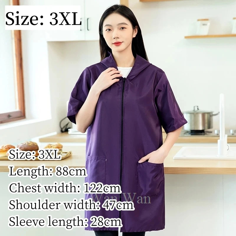 Waterproof Pet Groomer Work Clothes – Black Short Sleeve Dog Grooming Uniform | Grooming Gown Apron for Salon & Barber Shop – Y1111