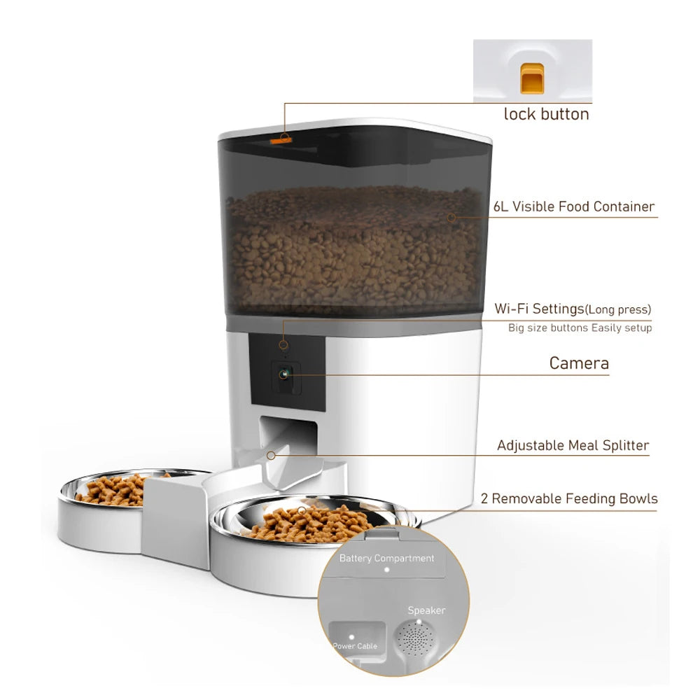 Smart Pet Feeder 4L with Camera NZ | App-Controlled Auto Dog & Cat Dispenser – PawNest