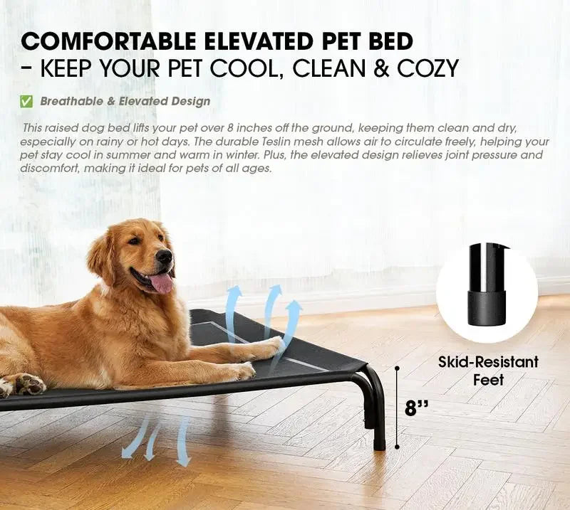 Elevated Dog Bed for Large Dogs – Cooling Raised Pet Cot