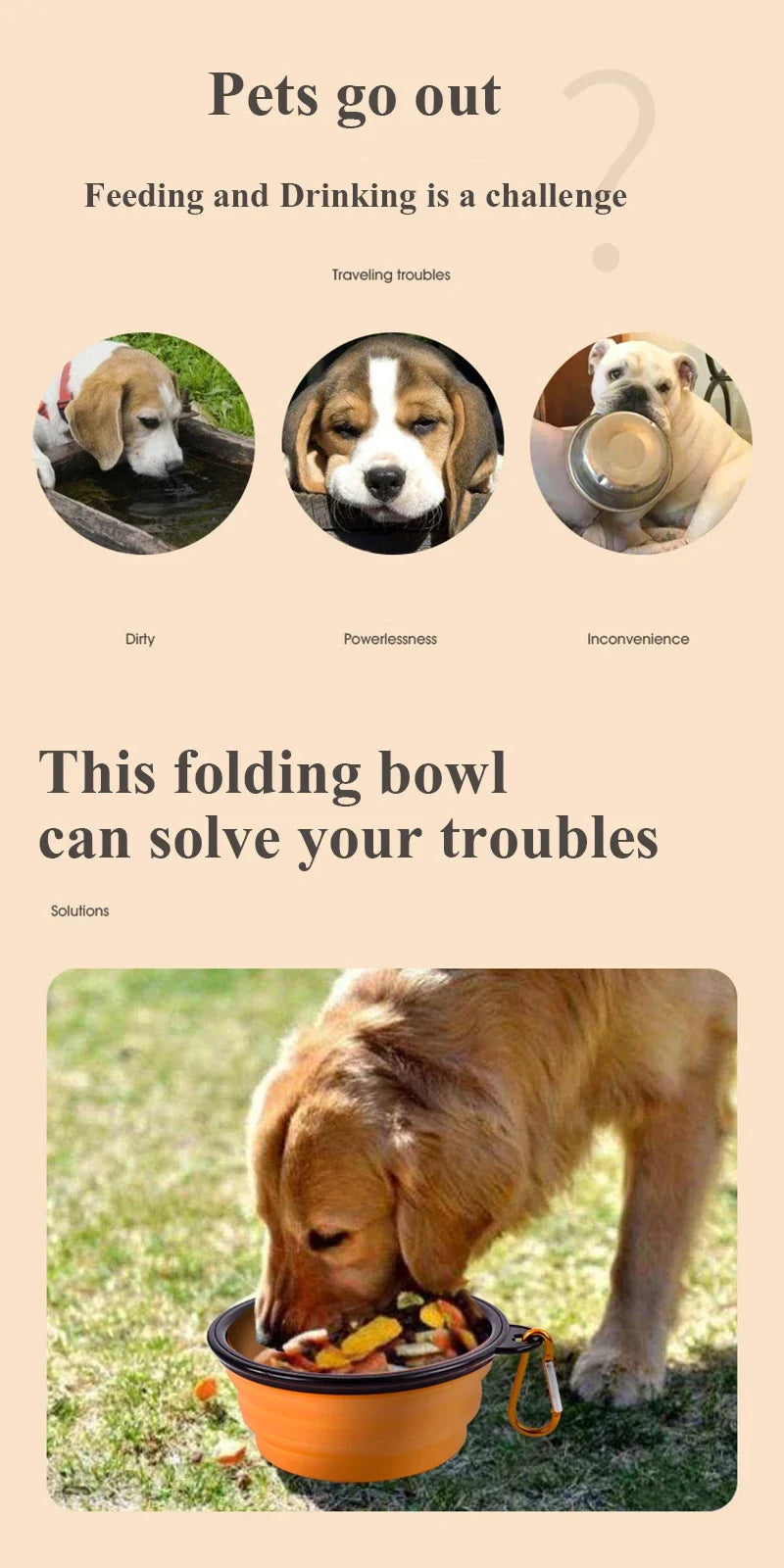 350ml Collapsible Silicone Pet Bowl – Portable Travel Dog Bowl