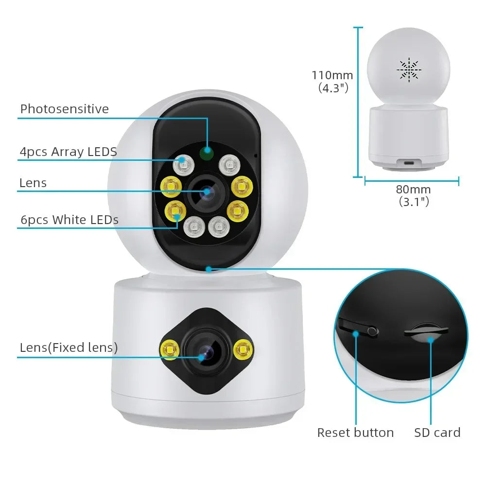 PEGATAH 4MP WiFi IP Camera – Dual Lens PTZ Baby & Pet Monitor