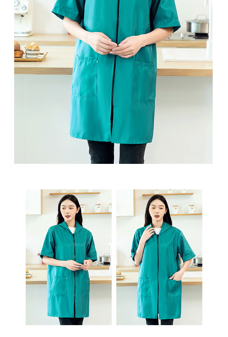 Waterproof Pet Groomer Work Clothes – Black Short Sleeve Dog Grooming Uniform | Grooming Gown Apron for Salon & Barber Shop – Y1111