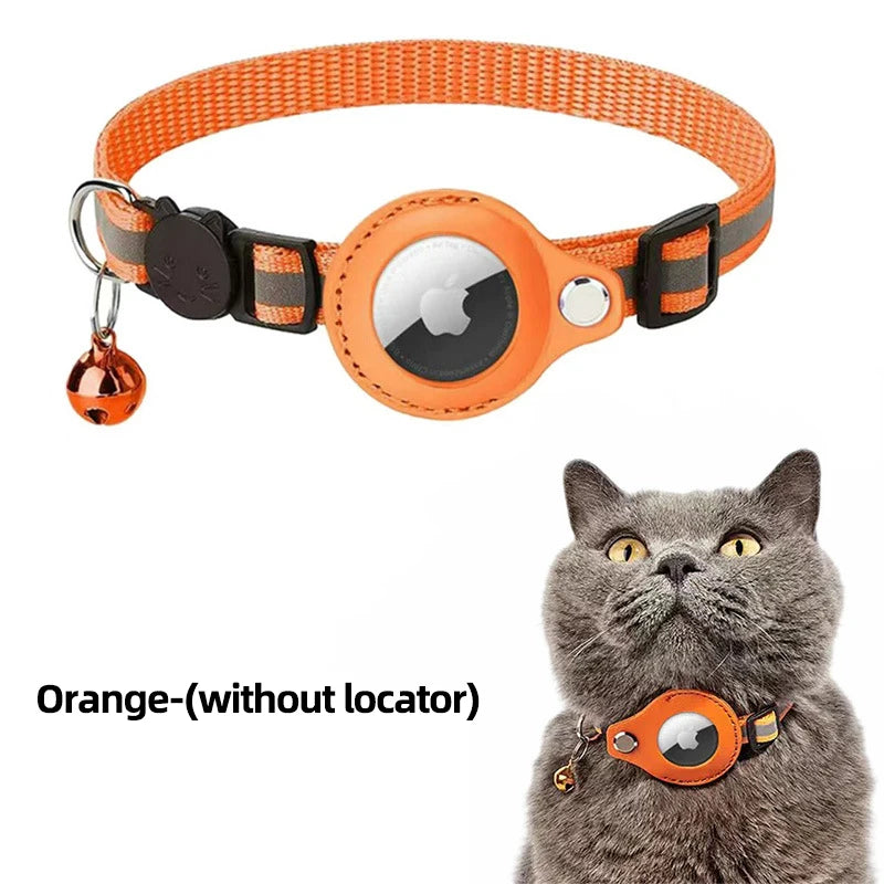 Airtag Reflective GPS Pet Collar with Bell – Real-Time Tracker