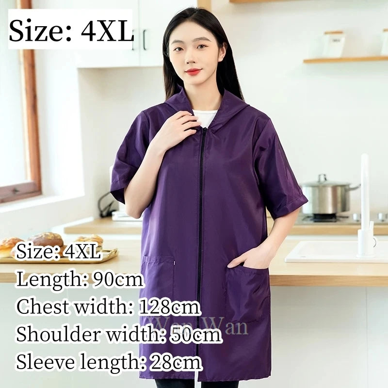 Waterproof Pet Groomer Work Clothes – Black Short Sleeve Dog Grooming Uniform | Grooming Gown Apron for Salon & Barber Shop – Y1111