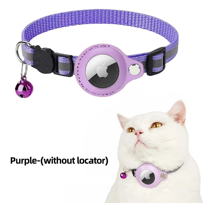 Airtag Reflective GPS Pet Collar with Bell – Real-Time Tracker