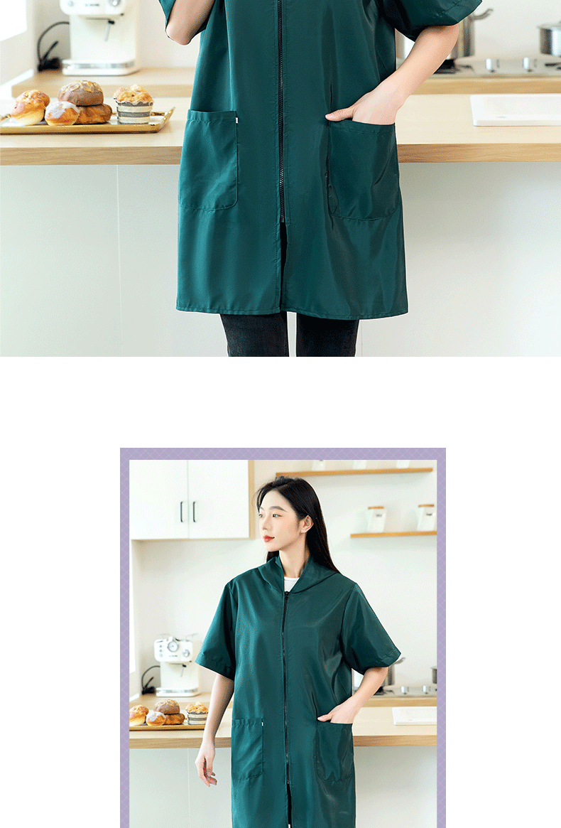 Waterproof Pet Groomer Work Clothes – Black Short Sleeve Dog Grooming Uniform | Grooming Gown Apron for Salon & Barber Shop – Y1111