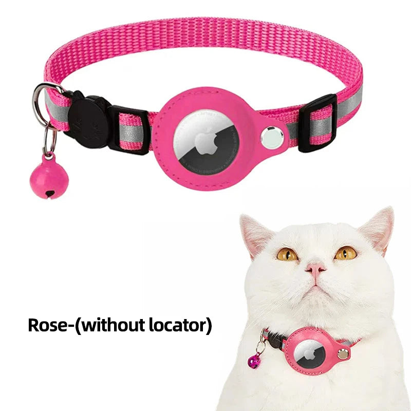 Airtag Reflective GPS Pet Collar with Bell – Real-Time Tracker