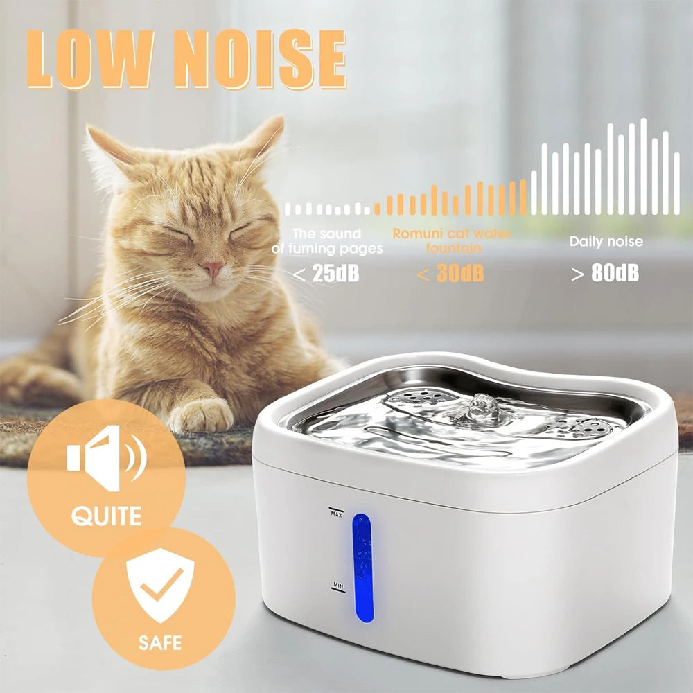 Tuya App Cat & Dog Water Fountain NZ | 2.5L Automatic Stainless Steel Bowl – PawNest
