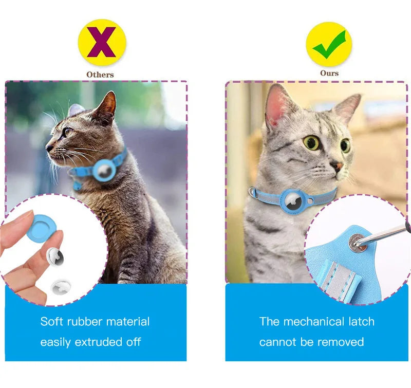 Airtag Reflective GPS Pet Collar with Bell – Real-Time Tracker
