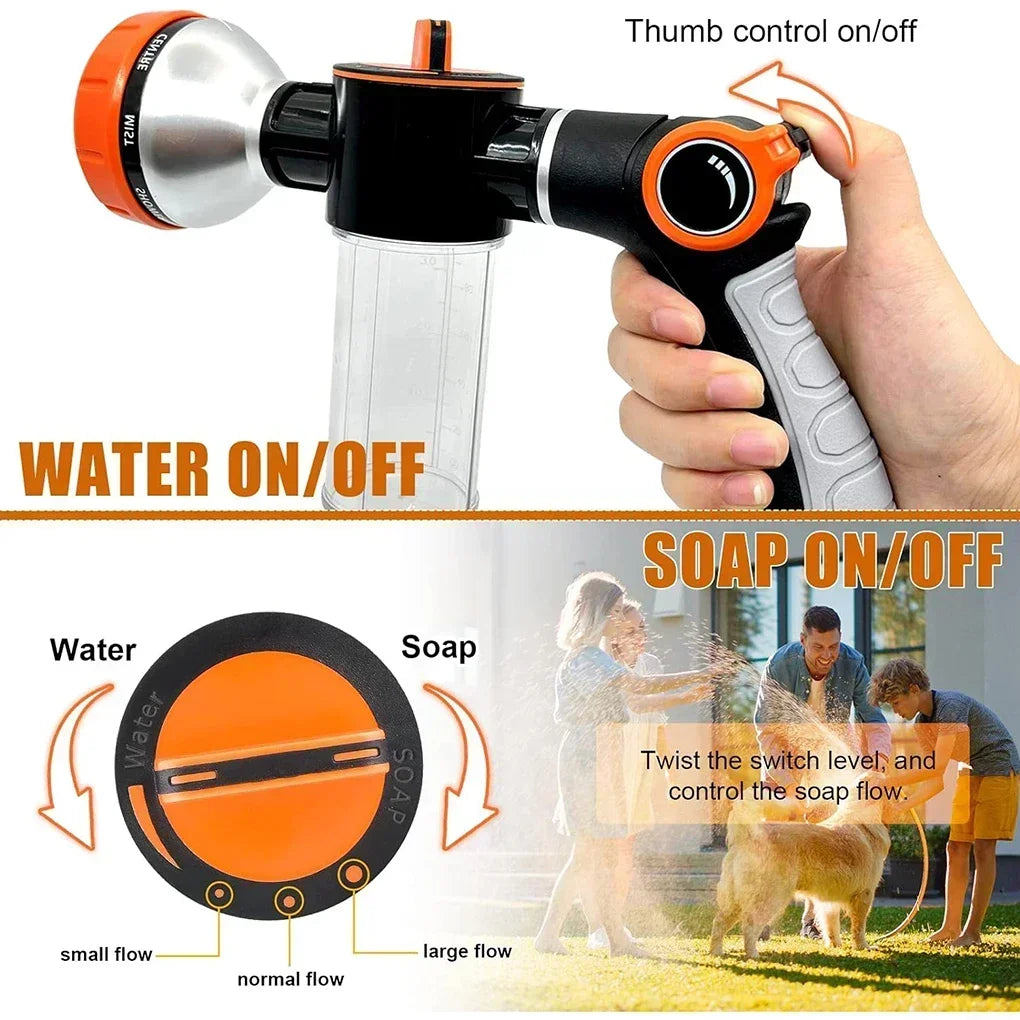 Adjustable Dog Shower Sprayer – High-Pressure Foam Nozzle Gun