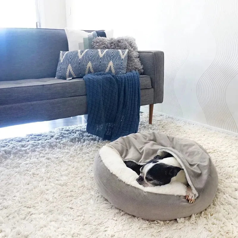 Orthopedic Dog Bed with Hooded Blanket – Waterproof & Warm