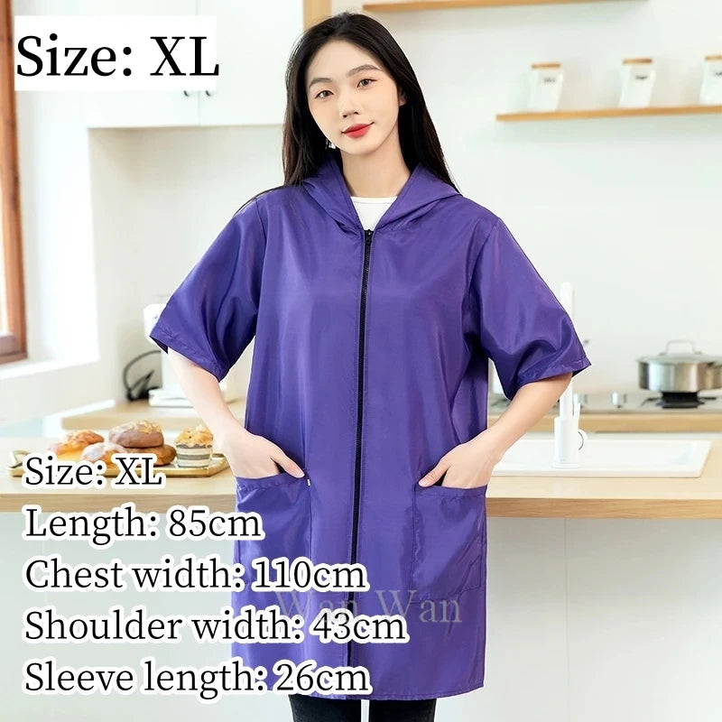 Waterproof Pet Groomer Work Clothes – Black Short Sleeve Dog Grooming Uniform | Grooming Gown Apron for Salon & Barber Shop – Y1111