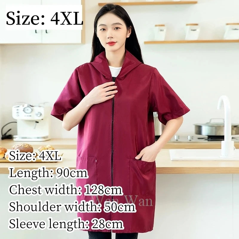 Waterproof Pet Groomer Work Clothes – Black Short Sleeve Dog Grooming Uniform | Grooming Gown Apron for Salon & Barber Shop – Y1111