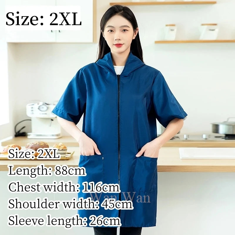 Waterproof Pet Groomer Work Clothes – Black Short Sleeve Dog Grooming Uniform | Grooming Gown Apron for Salon & Barber Shop – Y1111