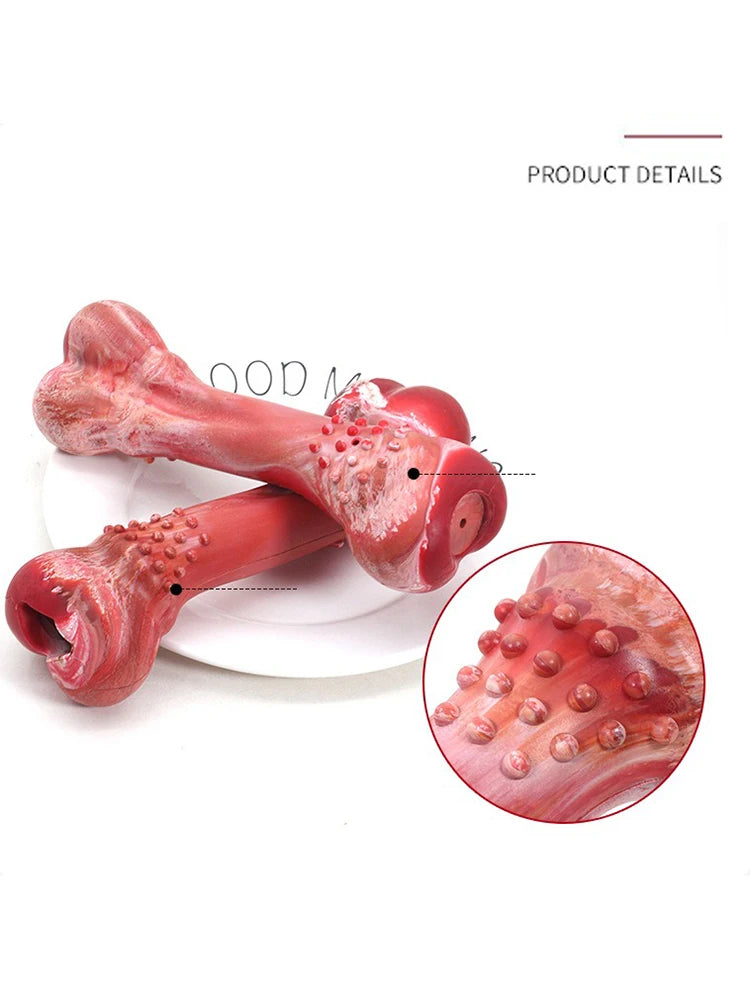Funny Dog Chew Toy NZ | Realistic Bone-Shaped Rubber Toy with Food Holder & Toothbrush Cleaner – PawNest