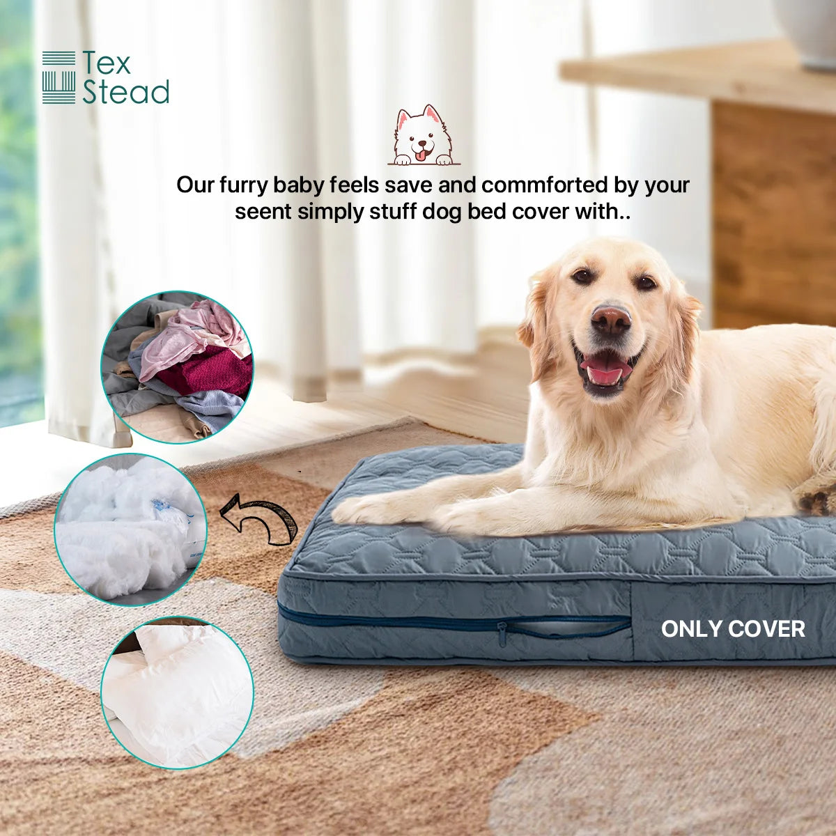 Orthopedic Dog Bed Cover – Washable Large Dog Crate Mat