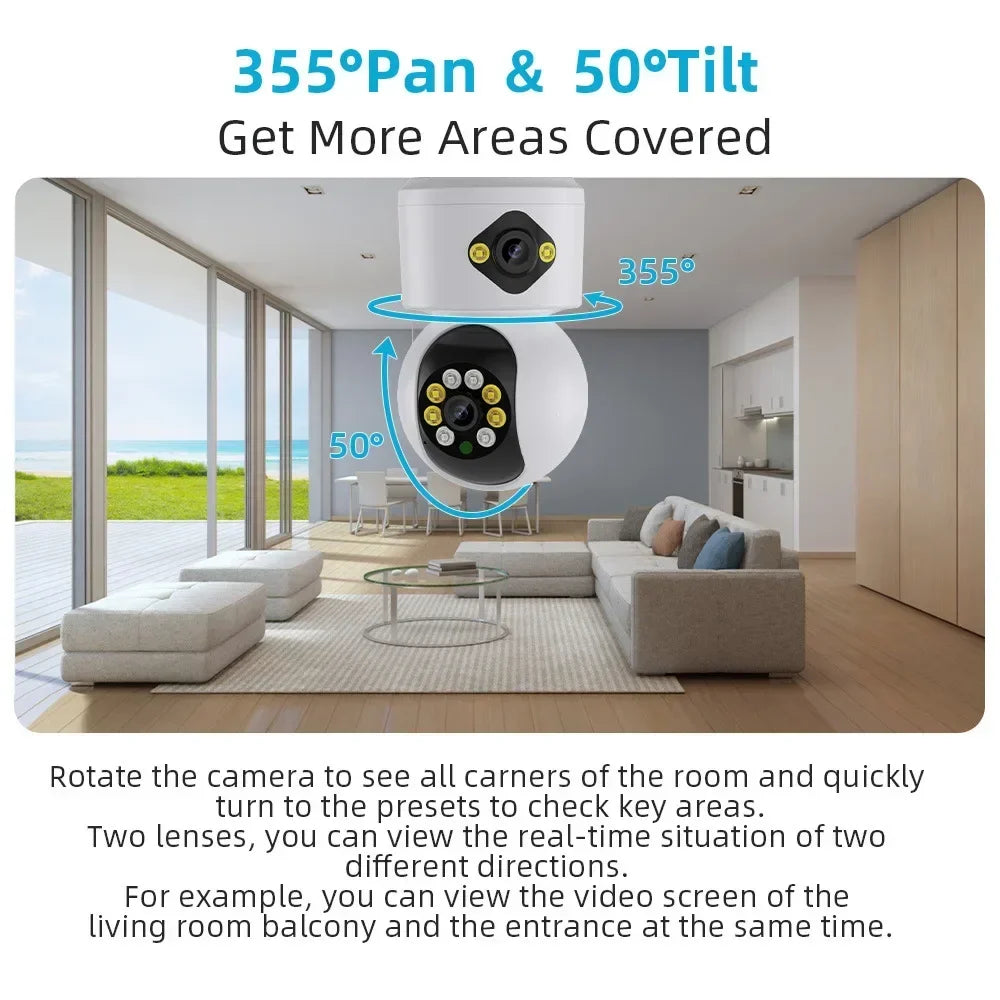 PEGATAH 4MP WiFi IP Camera – Dual Lens PTZ Baby & Pet Monitor