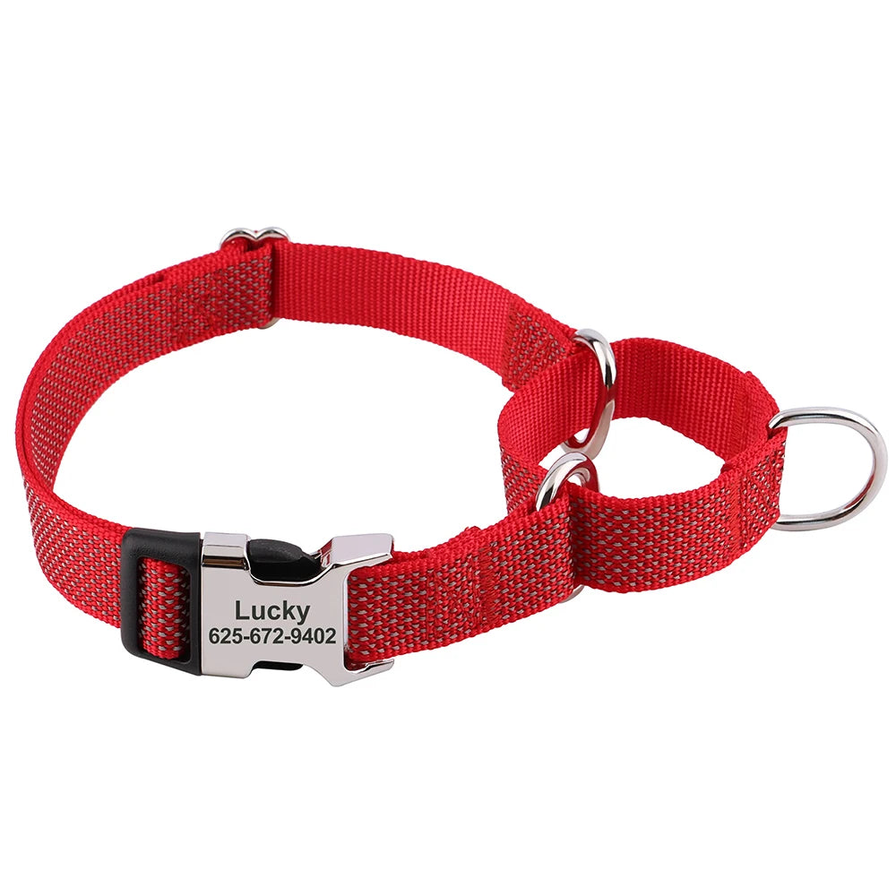 Custom Reflective Martingale Dog Collar – Adjustable Nylon