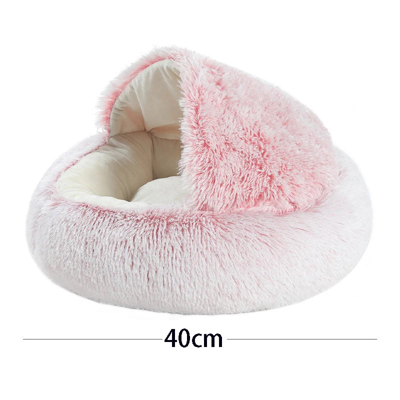 Soft Plush Round Pet Bed NZ | Covered Sleeping Nest Cave for Small Dogs & Kittens – PawNest