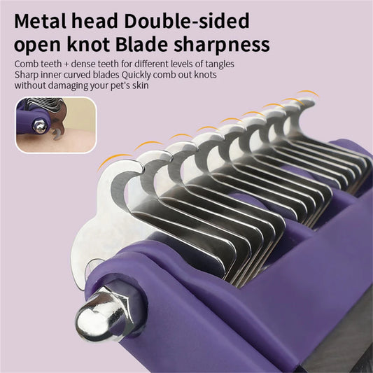 Dog Grooming Brush & Dematting Comb – Undercoat Rake for Thick Hair Cats & Dogs | Pet Hair Removal Tool | PawNest NZ