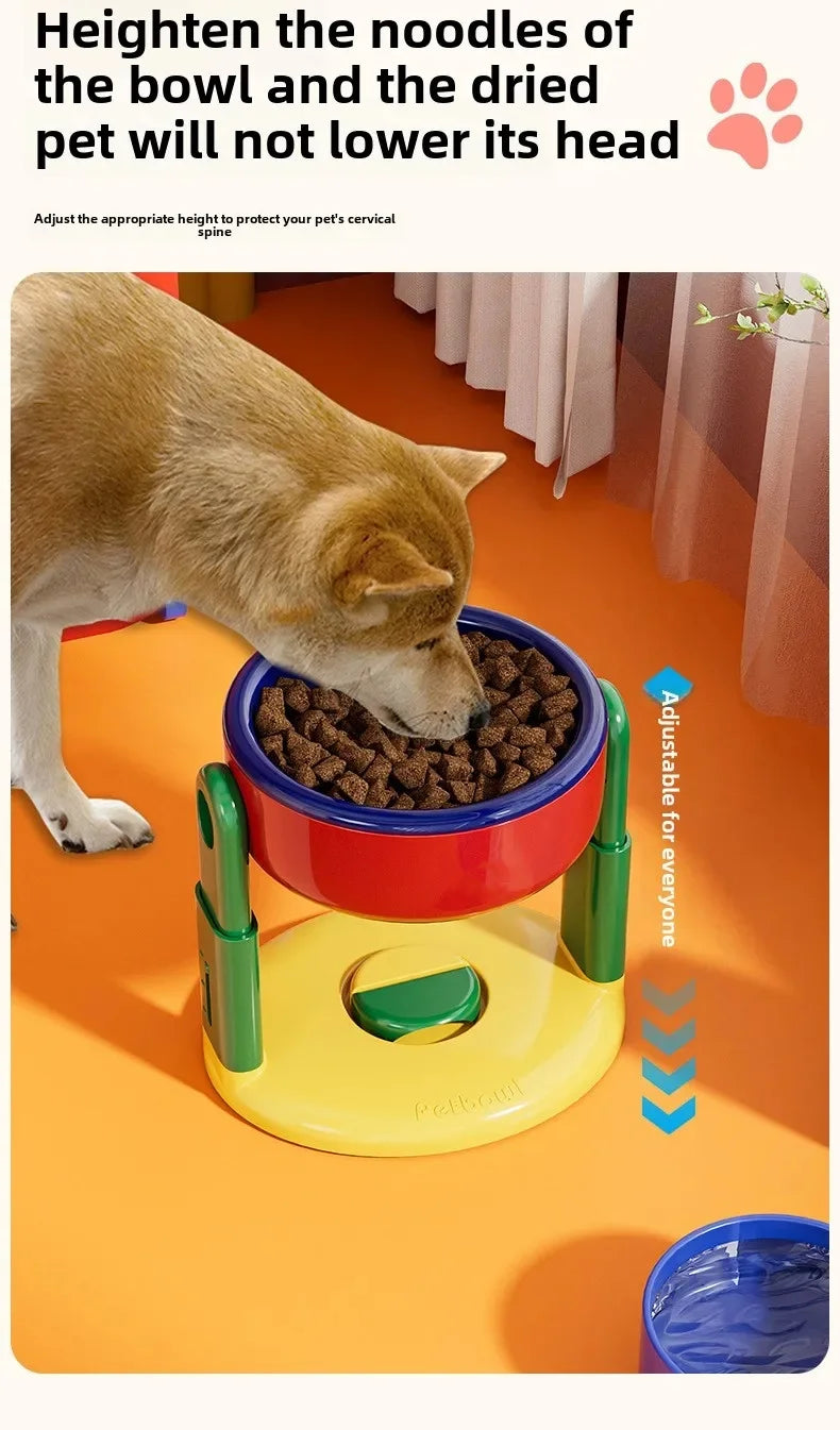 Adjustable Double Slow Feed Bowls NZ | Foldable Pet Feeder with 3 Heights for Different Sized Pets – PawNest