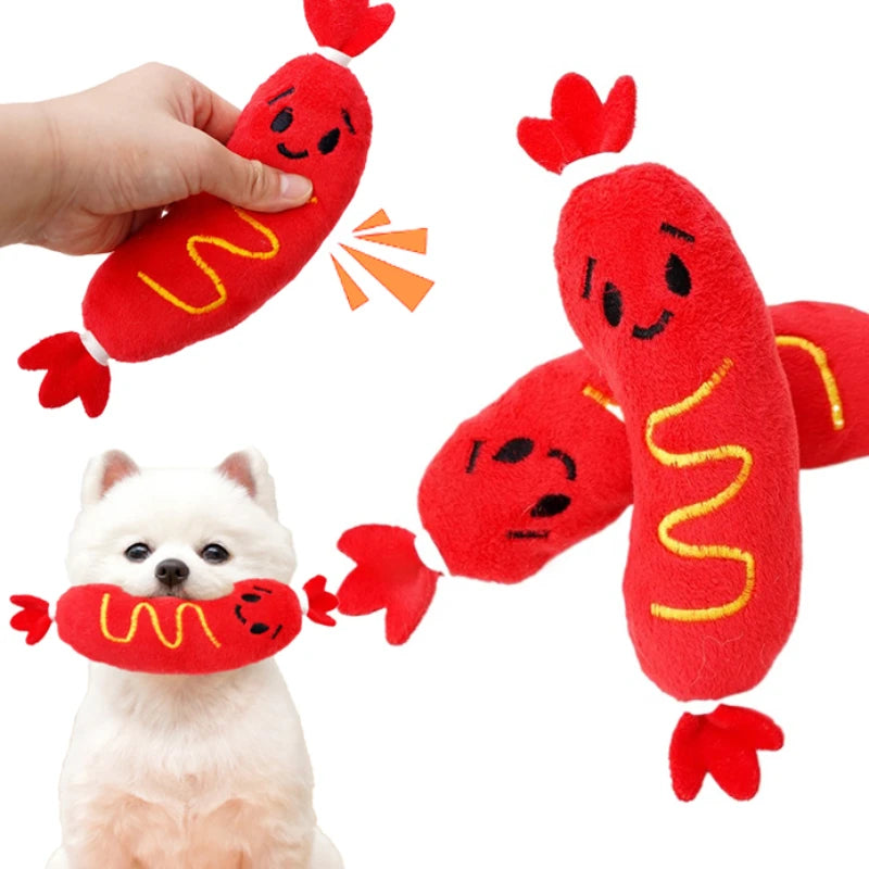 Dog Sound Plush Toy NZ | Hot Dog Chew Toy with Squeaker & Teeth Grinding – PawNest