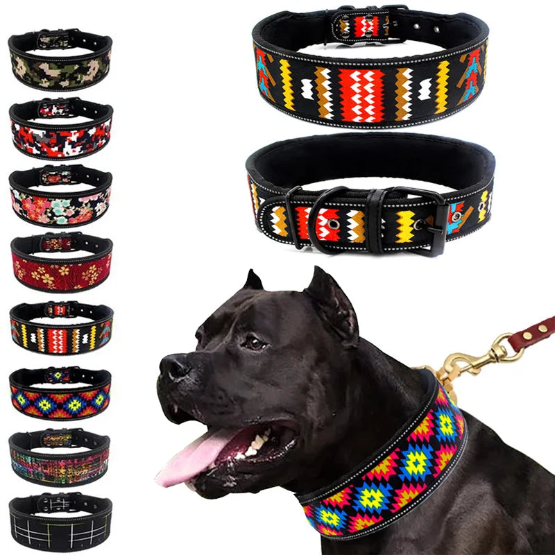 Fashion Reflective Big Dog Collar – Adjustable for All Sizes