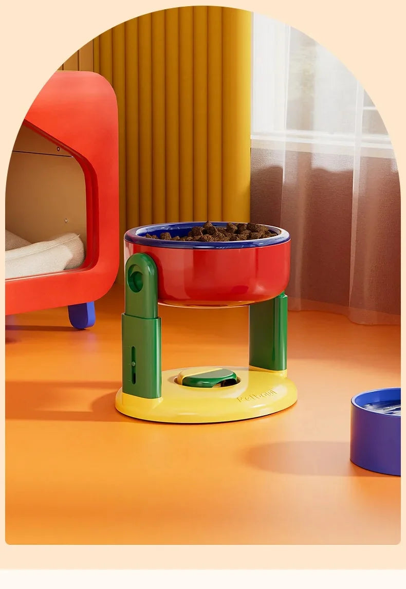 Adjustable Double Slow Feed Bowls NZ | Foldable Pet Feeder with 3 Heights for Different Sized Pets – PawNest