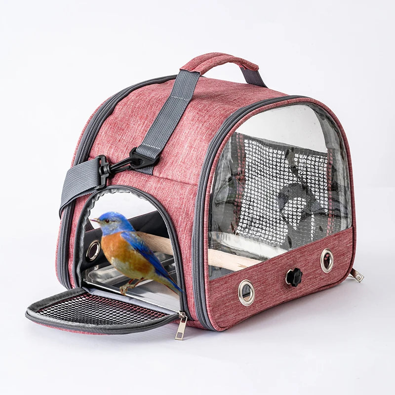 Transparent Bird Carrier Travel Bag NZ | Foldable Parrot Transport Cage with Perch – PawNest