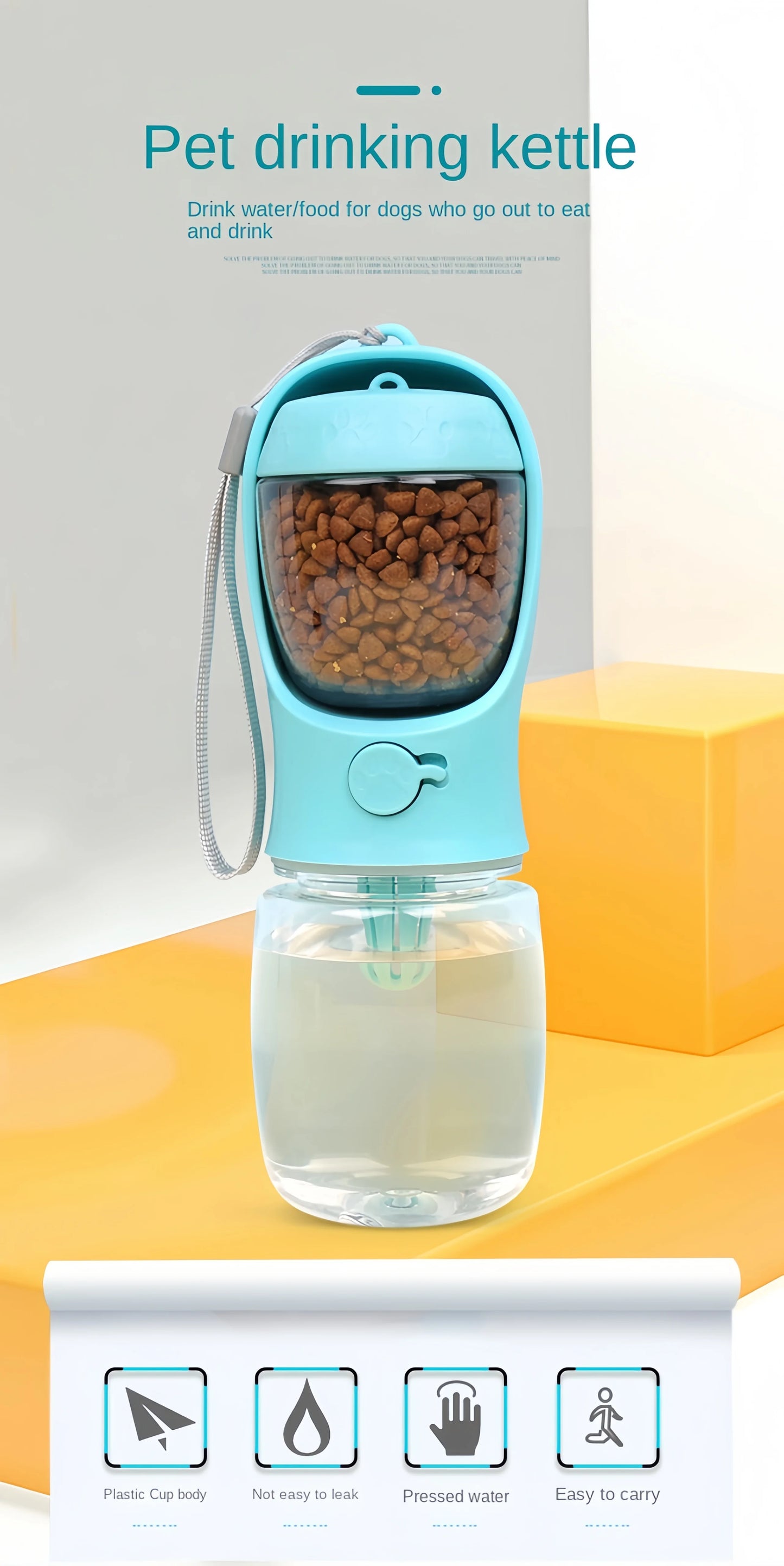 Portable Dog Water Bottle with Food Storage – Travel Feeder Bowl