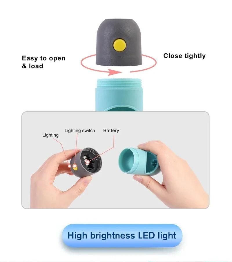 LED Light Dog Poop Bag Dispenser + Degradable Waste Bags