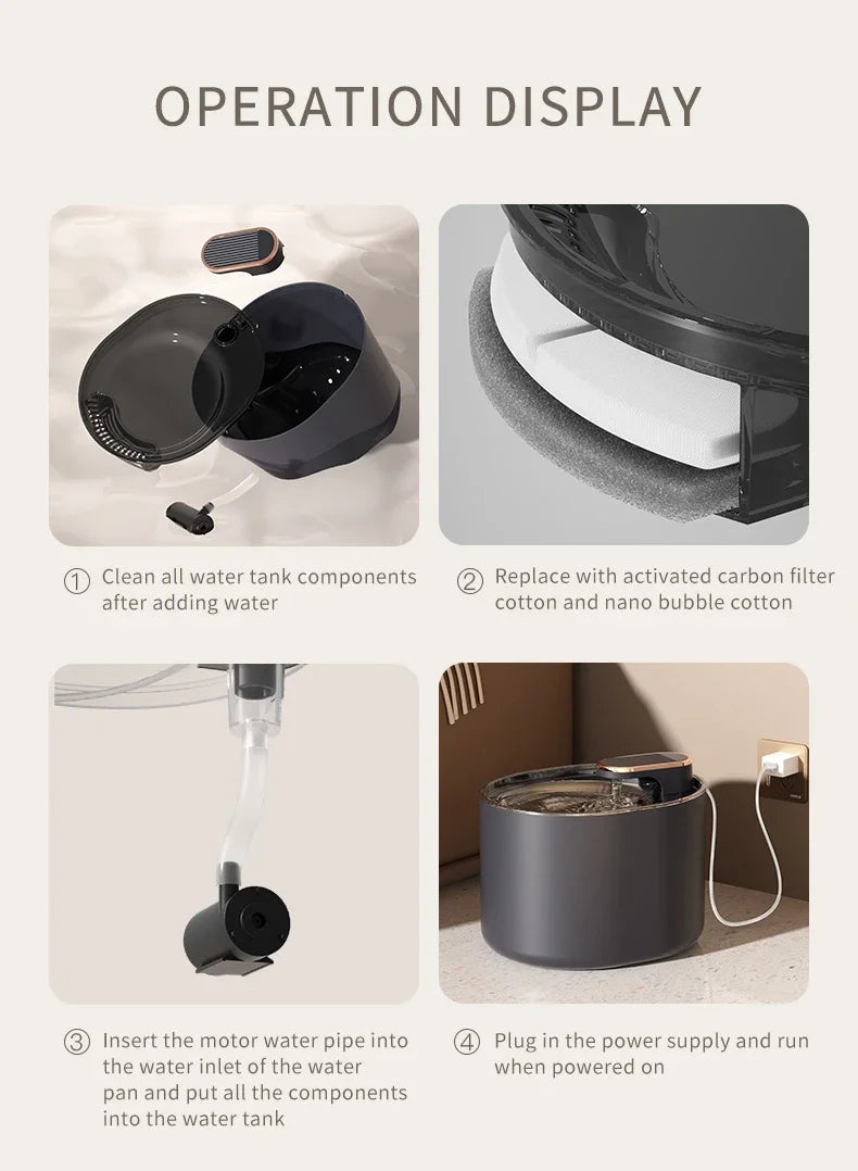 Automatic Cat Water Fountain NZ | USB-Charged Electric Pet Water Dispenser – PawNest